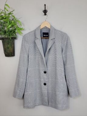 Madewell S Dorset Blazer Galloway Plaid Double Button Notched Collar Oversized